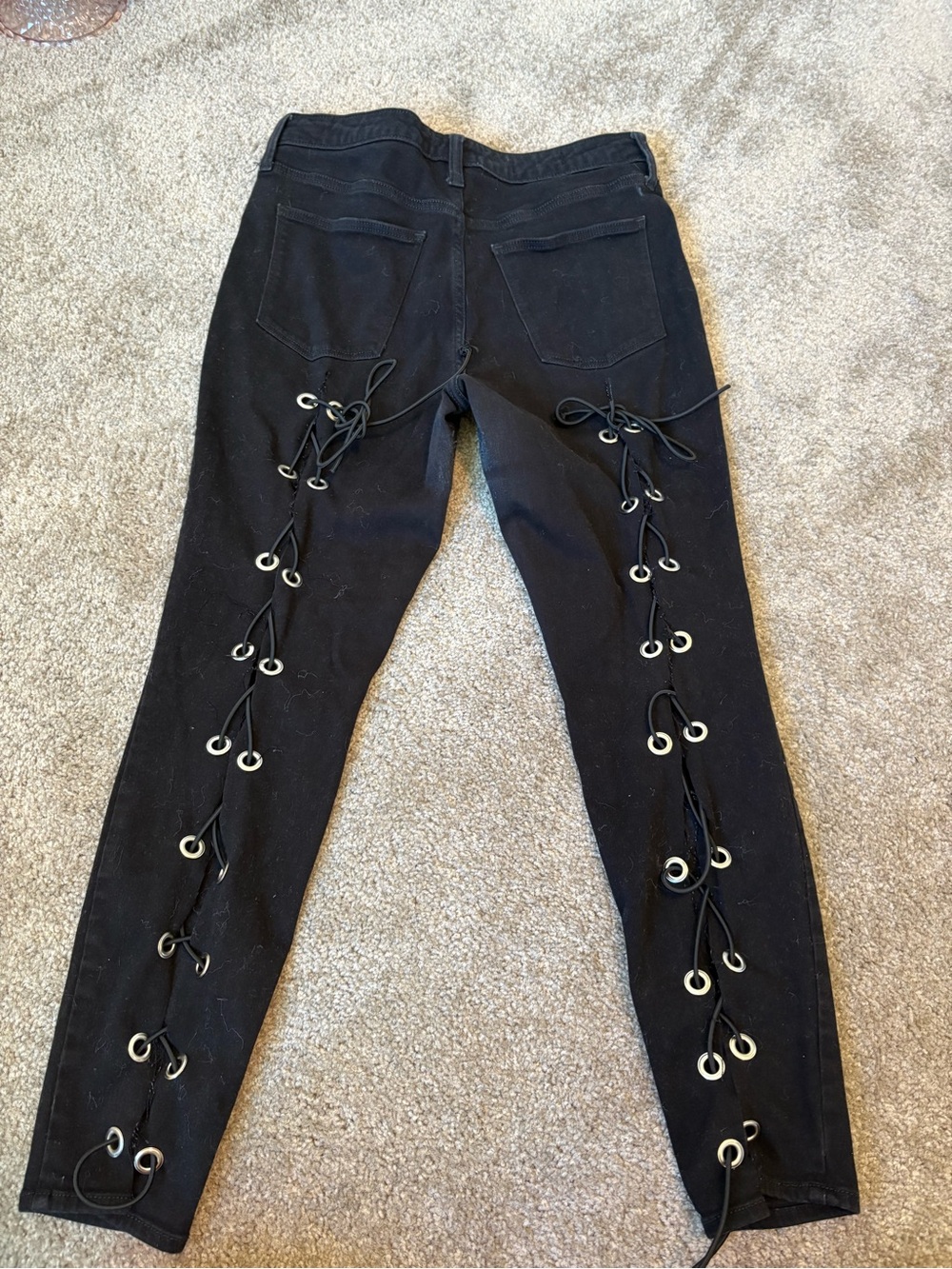 Black Lace-Up Women’s Jeans